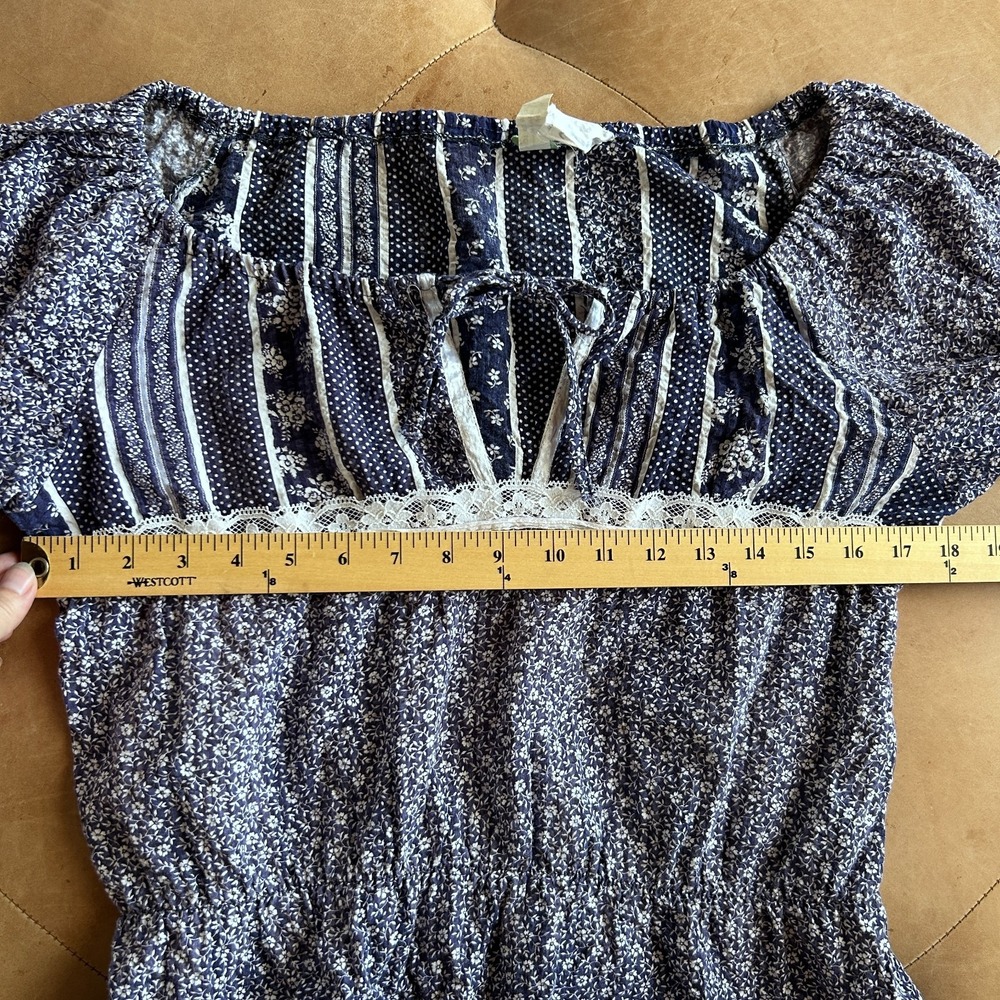 Vintage 70s 80s Prairie Peasant Blouse Romantic Floral Lace Cottagecore Boho S M - Picture 8 of 10